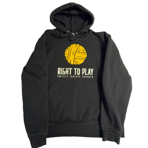 Right To Play Non Profit Protect Educate Empower Black Graphic Hoodie Men Large